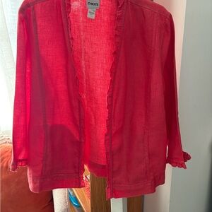 Chico's Red Open-Front Jacket